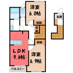 宇都宮大学陽東キャンパス駅 徒歩30分 2階の物件間取画像